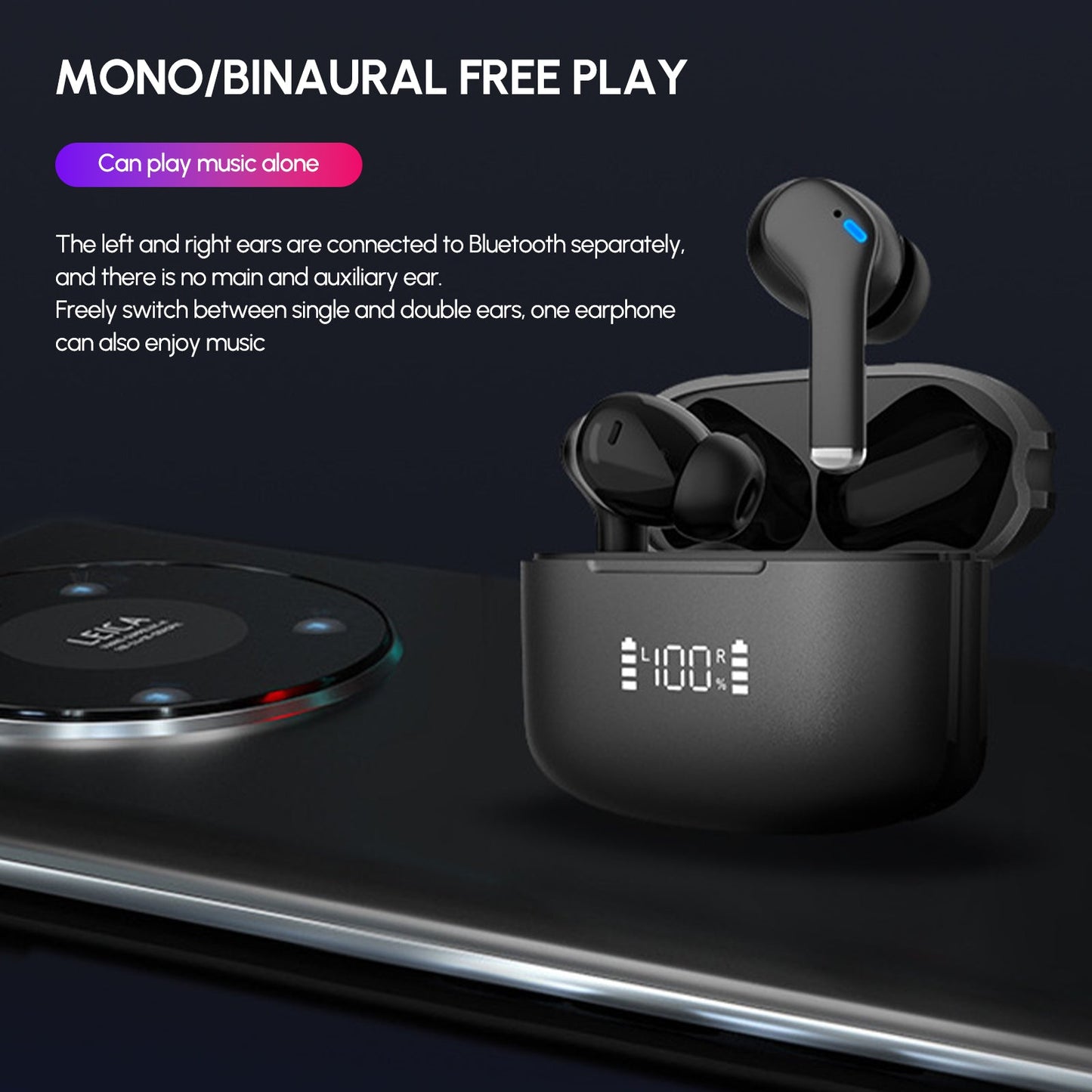 Dual Noise Cancelling True Wireless Earbuds Bluetooth Headphones