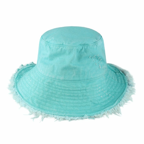 Wide Brim Frayed Bucket Hat