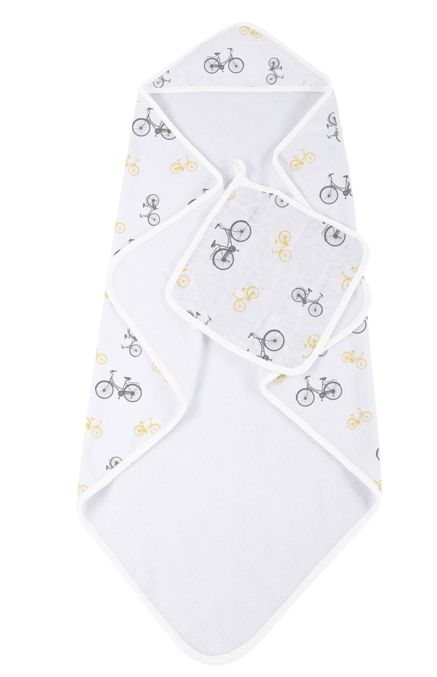 Vintage Bicycle Bamboo Muslin Hooded Towel and Washcloth Set