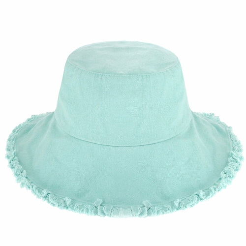 Wide Brim Frayed Bucket Hat