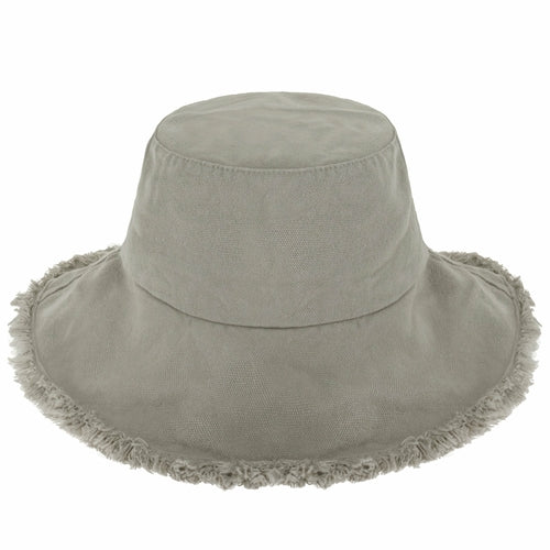 Wide Brim Frayed Bucket Hat